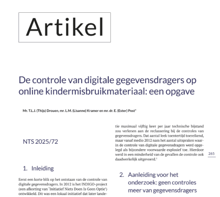 artikel NTS controle digitale gegevensdragers kindermisbruik