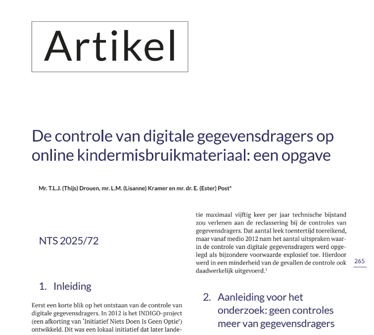 artikel NTS controle digitale gegevensdragers kindermisbruik